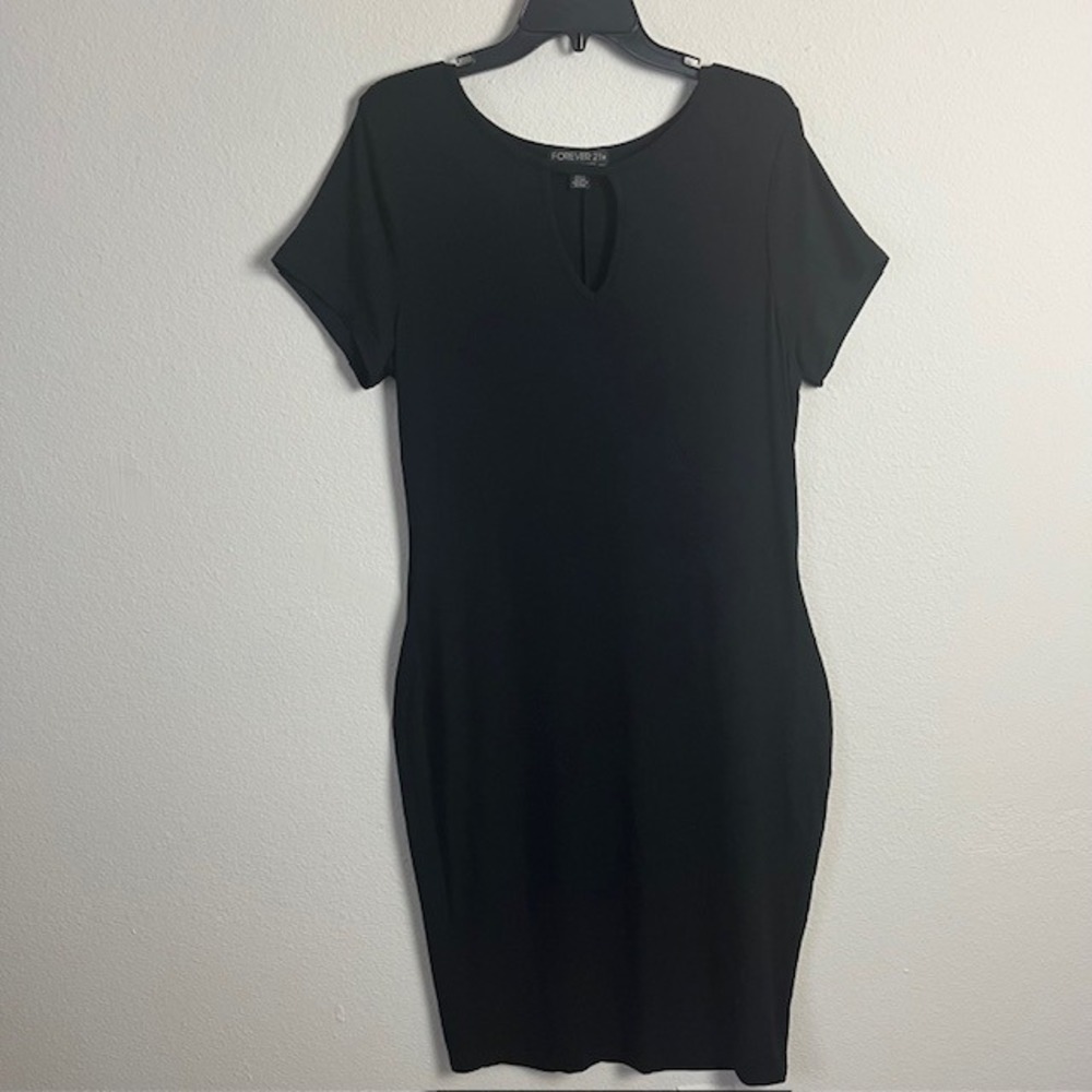 Forever‎ 21+ Size 3X Black Bodycon Dress Plus Short Sleeve Keyhole Casual Curvy
